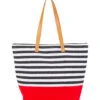 Sun N Sand Nautical Striped Shoulder Tote -Daily Swim Wear 8637041475752 redwhiteblack 1a