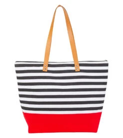 Sun N Sand Nautical Striped Shoulder Tote -Daily Swim Wear 8637041475752 redwhiteblack