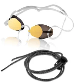 Sporti Antifog Swedish Mirrored Goggle + Bungee Strap -Daily Swim Wear 8638377689256 goldmirrorsmokelens 2a