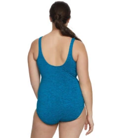 Penbrooke Krinkle Plus Size Chlorine Resistant One Piece Cross Over Swimsuit -Daily Swim Wear 8638811242664 cosmo 3a