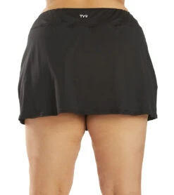 TYR Plus Size Women's Swim Skort -Daily Swim Wear 8639746080936 black 3a
