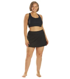 TYR Plus Size Women's Swim Skort -Daily Swim Wear 8639746080936 black 4a