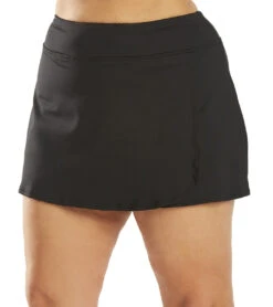 TYR Plus Size Women's Swim Skort -Daily Swim Wear 8639746080936 black 5a