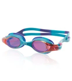 TYR Swimple Tie Dye Mirrored Kids' Goggle -Daily Swim Wear 8640164593832 purpleturquoisepink 1a