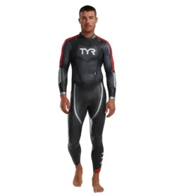 TYR Men's Hurricane Cat 5 Fullsleeve Triathlon Wetsuit -Daily Swim Wear 8640440991912 silverred 1a