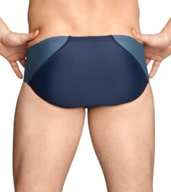 Speedo Men's Powerflex Eco Tone Setter Brief Swimsuit -Daily Swim Wear 8640789577896 navygrey 2a