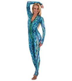 SlipIns Women's Green Abalone Zippered Unitard -Daily Swim Wear 8641236631720 green