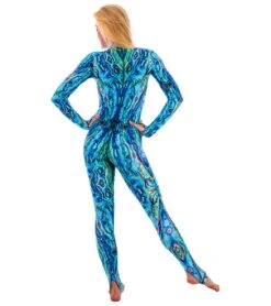 SlipIns Women's Green Abalone Zippered Unitard -Daily Swim Wear 8641236631720 green 3a