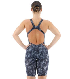 TYR Women's Avictor 2 Supernova Open Back Comfort Straps Tech Suit Swimsuit -Daily Swim Wear 8641552122024 blackgrey 3a