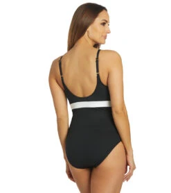 Dolfin Women's Aquashape Color Block Moderate Boat Neck One Piece Swimsuit 26 Dolfin Women's Aquashape Color Block Moderate Boat Neck One Piece Swimsuit -Daily Swim Wear 8641751449768 blackwhite 3a