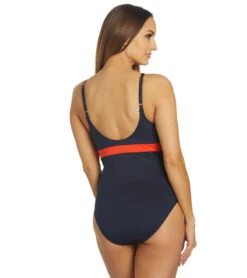 Dolfin Women's Aquashape Color Block Moderate Boat Neck One Piece Swimsuit 19 Dolfin Women's Aquashape Color Block Moderate Boat Neck One Piece Swimsuit -Daily Swim Wear 8641751449768 navypoporange 3a