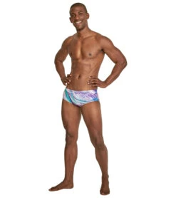 Speedo Vibe Men's Printed Euro Brief Swimsuit -Daily Swim Wear 8641893302440 mistymarble 4a