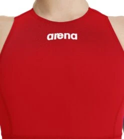 Arena Women's Solid Water Polo Suit -Daily Swim Wear 8642169372840 redwhite 4a