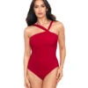 Miraclesuit Women's Rock Solid Europa One Piece Swimsuit -Daily Swim Wear 8642389115048 grenadine 1a