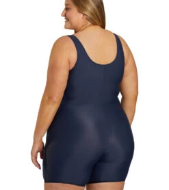 Sporti Plus Size Unitard Shibori Ombre One Piece Swimsuit -Daily Swim Wear 8642403565736 seafoam 4a