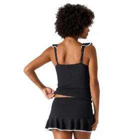 Tommy Bahama Island Cays Cabana Ruffle Tankini Top -Daily Swim Wear 8644102324392 black 2a