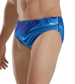 TYR Men's Vitality Durafast Elite Racer Brief Swimsuit 37 TYR Men's Vitality Durafast Elite Racer Brief Swimsuit -Daily Swim Wear 8644255088808 blue 4a