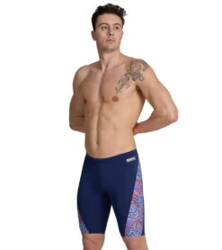 Arena Men's Hydrangea Bouquet Jammer Swimsuit -Daily Swim Wear 8645640749224 navyteamredwhiteblue 1a