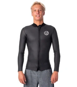 Rip Curl Men's 1.5mm Dawn Patrol Front Zip Wetsuit Jacket -Daily Swim Wear 8645669093544 black