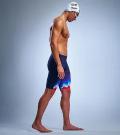 TYR Men's Shockwave USA High Waist Jammer Tech Suit Swimsuit -Daily Swim Wear 8645911773352 usa 3a