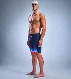 TYR Men's Shockwave USA High Waist Jammer Tech Suit Swimsuit -Daily Swim Wear 8645911773352 usa 4a