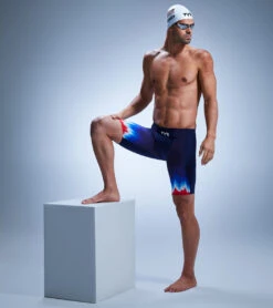 TYR Men's Shockwave USA High Waist Jammer Tech Suit Swimsuit -Daily Swim Wear 8645911773352 usa 5a