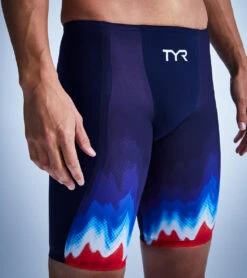 TYR Men's Shockwave USA High Waist Jammer Tech Suit Swimsuit -Daily Swim Wear 8645911773352 usa 7a