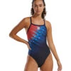 TYR Women's Valiance Diamondfit One Piece Swimsuit -Daily Swim Wear 8645931139240 navyred 1a