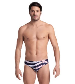 Arena Men's Multi Stripes Brief Swimsuit -Daily Swim Wear 8645989040296 navymulti