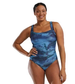 TYR Active Women's Asperus Square Neck Controlfit Durafast Elite One Piece Swimsuit -Daily Swim Wear 8646219366568 marine