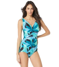 Gabar Women's Island Abstract V Neck Girl Leg One Piece Swimsuit 15 Gabar Women's Island Abstract V Neck Girl Leg One Piece Swimsuit -Daily Swim Wear 8646743556264 bluemulti 1a