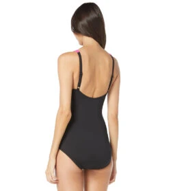 Gabar Woman's Color Block High Neck One Piece Swimsuit -Daily Swim Wear 8646773801128 plum 2a