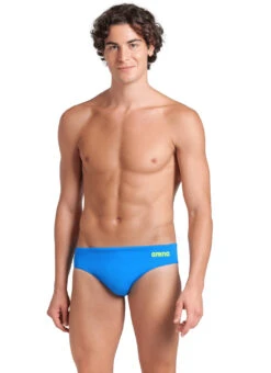 Arena Men's Solid Brief Swimsuit Blue River/Artic Lime -Daily Swim Wear 8646788382888 blueriverarticlime