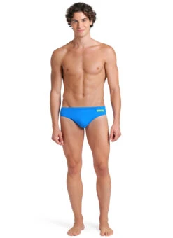Arena Men's Solid Brief Swimsuit Blue River/Artic Lime -Daily Swim Wear 8646788382888 blueriverarticlime 3a