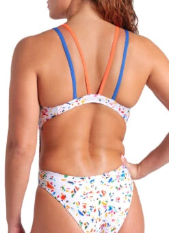 Arena Women's Confetti Tech Multi Back One Piece Swimsuit -Daily Swim Wear 8646811091112 whitemultibrightcoralroyal 5a