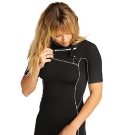 Volcom Women's 2Mm Chest Zip Fullsuit Wetsuit -Daily Swim Wear 8647080411304 black 4a