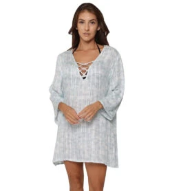 J.Valdi Women's Lagoon Lace Neck Cover Up Tunic -Daily Swim Wear 8647609942184 2t