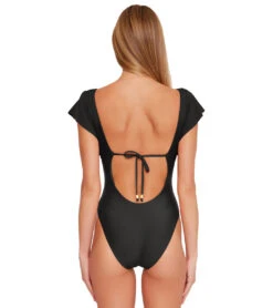 Trina Turk Women's Monaco Flutter One Piece Swimsuit -Daily Swim Wear 8648107294888 black 2a