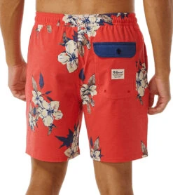 Rip Curl 18" Aloha Hotel Swim Trunks -Daily Swim Wear 8648685748392 hibiscusred 3a