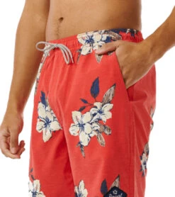 Rip Curl 18" Aloha Hotel Swim Trunks -Daily Swim Wear 8648685748392 hibiscusred 5a