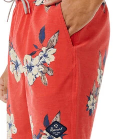 Rip Curl 18" Aloha Hotel Swim Trunks -Daily Swim Wear 8648685748392 hibiscusred 6a