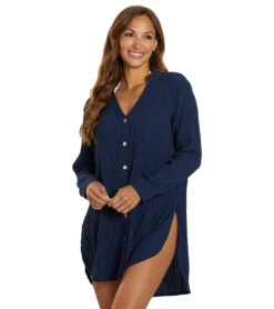 J.Valdi Women's Oaxaca Big Shirt Cover Up 34 J.Valdi Women's Oaxaca Big Shirt Cover Up -Daily Swim Wear 8648932655272 navy