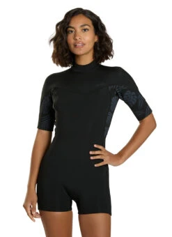 Xcel Women's 2mm Axis Short Sleeve Back Zip Spring Wetsuit -Daily Swim Wear 8652624822440 blackpalmmonstera