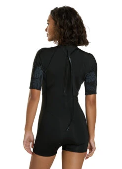 Xcel Women's 2mm Axis Short Sleeve Back Zip Spring Wetsuit -Daily Swim Wear 8652624822440 blackpalmmonstera 3a