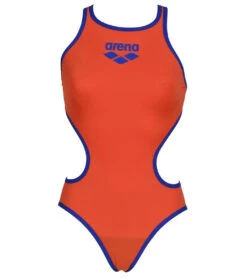 Arena Women's One Big Logo One Piece Swimsuit -Daily Swim Wear 8655728443560 fluoredneonblue 3a