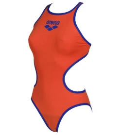 Arena Women's One Big Logo One Piece Swimsuit -Daily Swim Wear 8655728443560 fluoredneonblue 4a