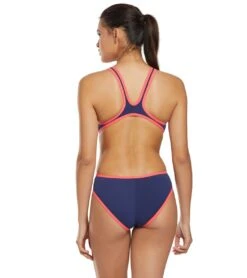 Arena Women's One Big Logo One Piece Swimsuit -Daily Swim Wear 8655728443560 navyfluored 3a