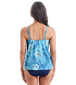 Shape Solver By Penbrooke Women's Barcelona Blues Handkerchief Hem Tankini Top -Daily Swim Wear 8665868075176 blue 3a