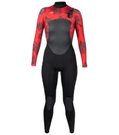 Xcel Women's Water Inspired 3/2mm Axis X Fullsuit Westsuit -Daily Swim Wear 8667094450344 blackredcoralprint