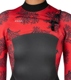 Xcel Women's Water Inspired 3/2mm Axis X Fullsuit Westsuit -Daily Swim Wear 8667094450344 blackredcoralprint 6a
